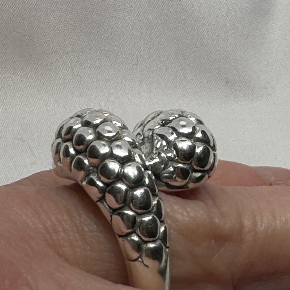 🌹Sterling Silver Snake skin tube bypass Ring - Picture 6 of 9